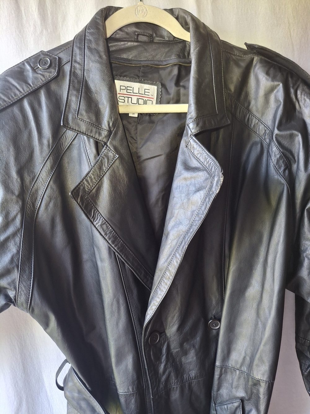 Pelle Studio Men's Black Leather Trench Coat